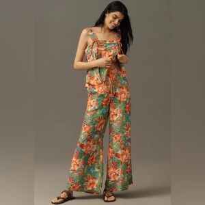 NWT! Farm Rio x Anthropologie Tie-Front Floral Pants - Multiple Sizes 🍍🎹